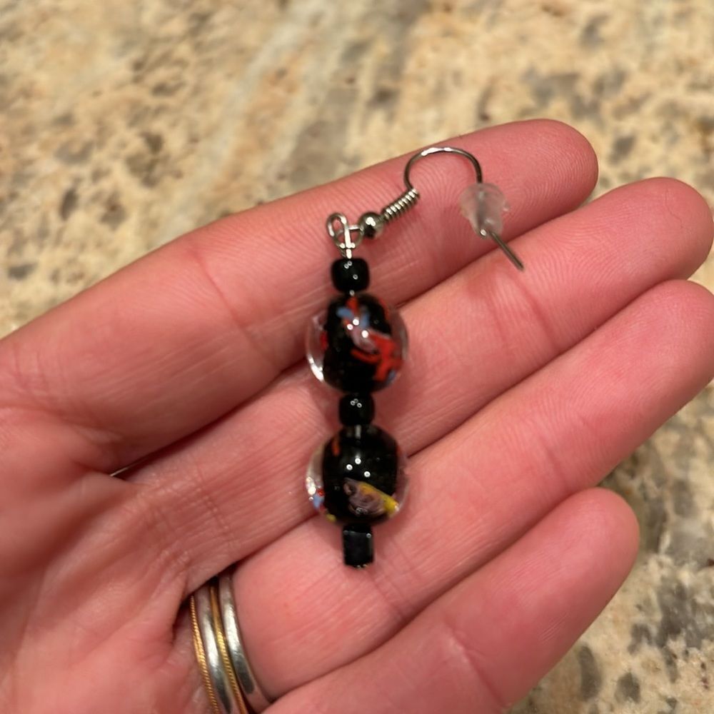 Glass beaded colorful woman's earring.  It's just one earring - Picture 3 of 4